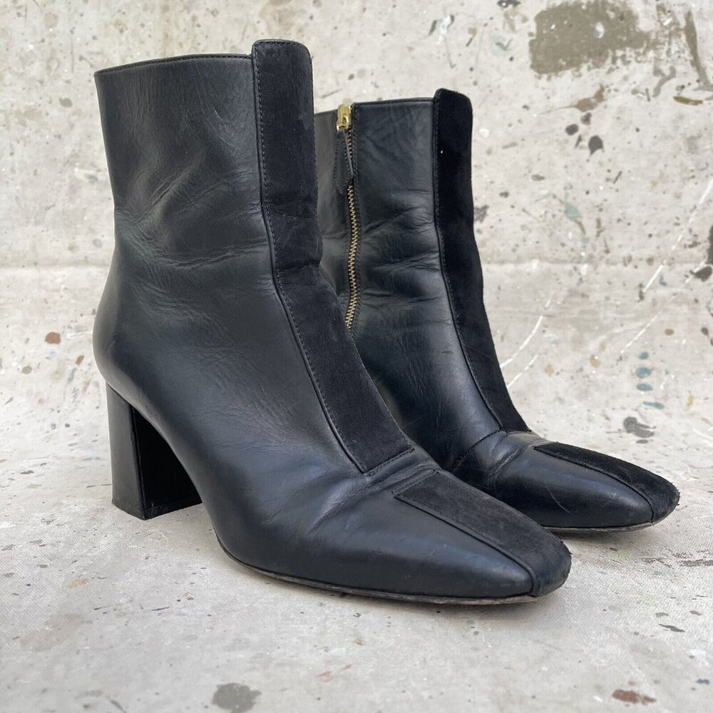 Sylven NYC Black Leather Heeled Ankle Boots, Size 10
